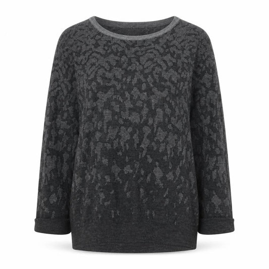 Jigsaw Women's Grey Animal Print Wool Jumper Size M