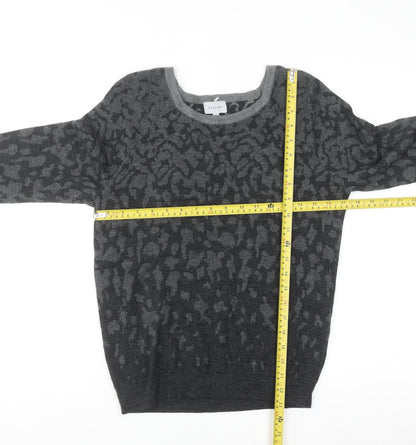 Jigsaw Women's Grey Animal Print Wool Jumper Size M