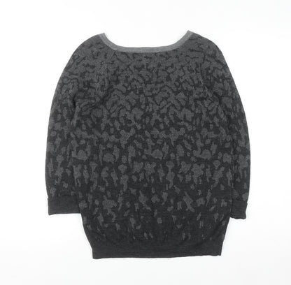 Jigsaw Women's Grey Animal Print Wool Jumper Size M