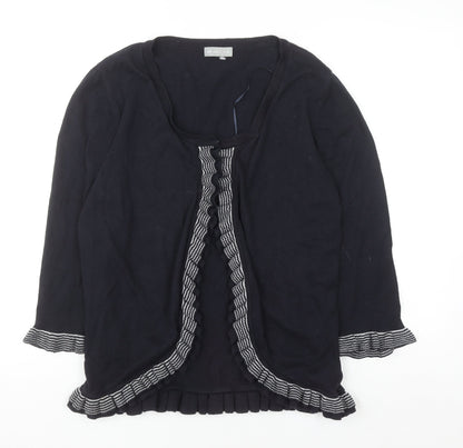 Marks and Spencer Per Una Women's Black Size 16 Ruffle Edge Knit Cardigan