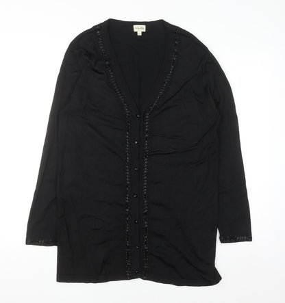 Viyella Women's Black Beaded V-Neck Cardigan Size M