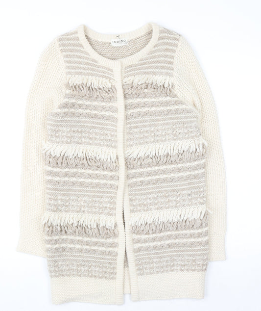 Marks and Spencer Women’s Beige Knit Fringe Cardigan Size 10