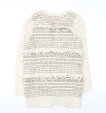 Marks and Spencer Women’s Beige Knit Fringe Cardigan Size 10