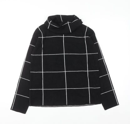 Betty Barclay Women's Black Roll Neck Checked Knit Jumper Size 10