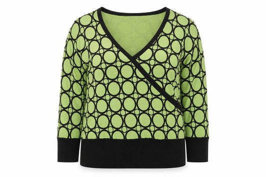 CC Women’s Green Geometric Wrap Knit Blouse XL