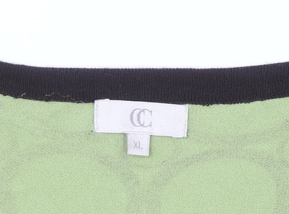 CC Women’s Green Geometric Wrap Knit Blouse XL