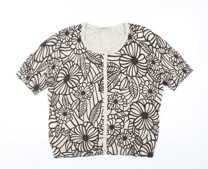 CC Women's Beige Floral Button Front Knit Cardigan XL