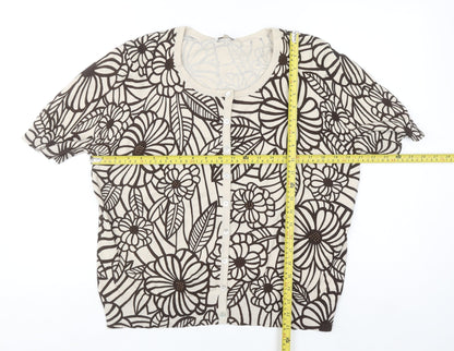 CC Women's Beige Floral Button Front Knit Cardigan XL