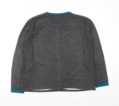Autonomy Women's Grey Geometric Crew Neck Pullover Jumper Size L