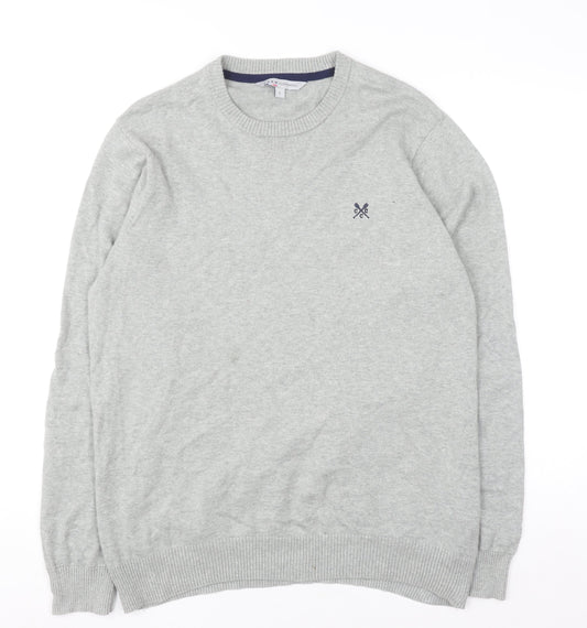Crew Clothing Co. Men's Grey Cotton Crew Neck Jumper Size L