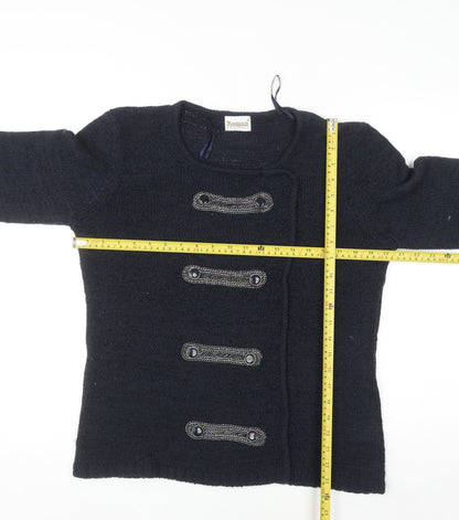 Roman Originals Women's Blue Knit Cardigan Size S Long Sleeve