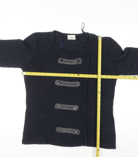 Roman Originals Women's Blue Knit Cardigan Size S Long Sleeve