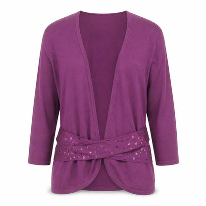 Kaliko Women's Purple Sequin Trim Cardigan Size 14