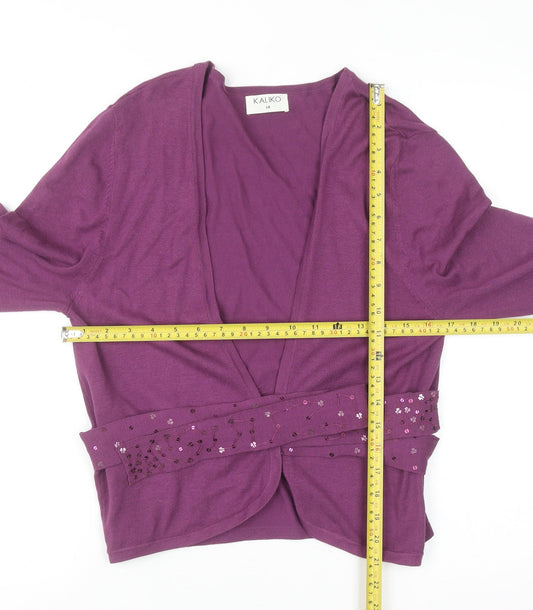 Kaliko Women's Purple Sequin Trim Cardigan Size 14