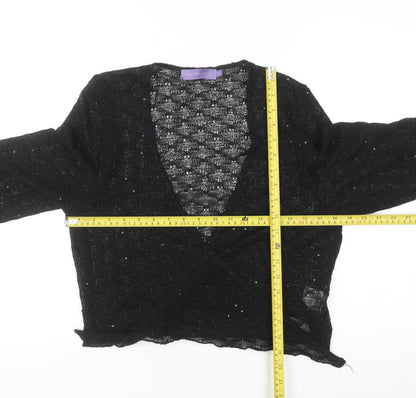 Autonomy Women's Black Sequin Wrap Cardigan L