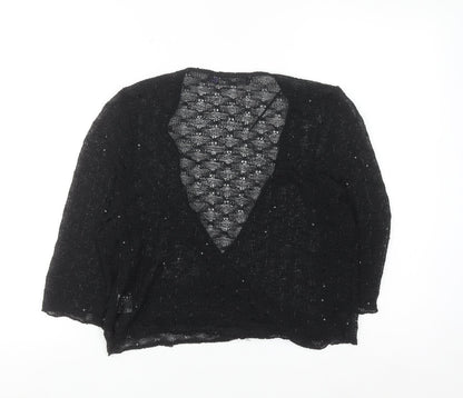 Autonomy Women's Black Sequin Wrap Cardigan L