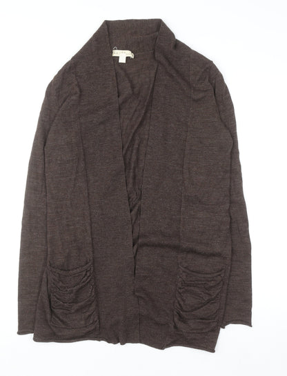 KENAR Women's Brown Merino Wool Open Cardigan Size S