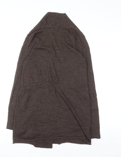 KENAR Women's Brown Merino Wool Open Cardigan Size S