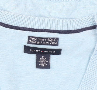 Tommy Hilfiger Men's Blue V-Neck Cotton Pullover Jumper M