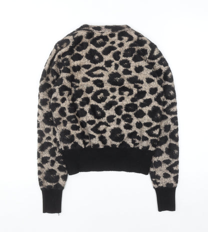 ZARA Women Beige Leopard Print Knit Jumper Size S