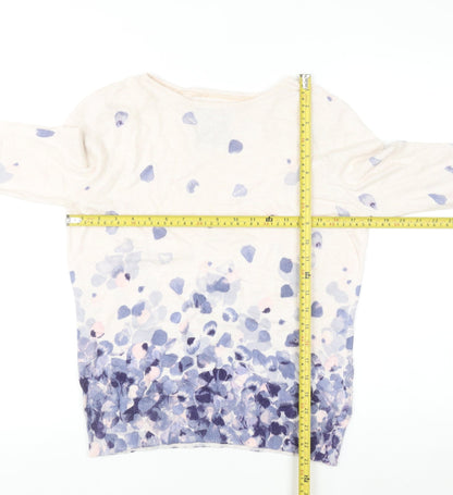 RJR John Rocha Women's Multicoloured Floral Cotton Cashmere Pullover Jumper Size 14