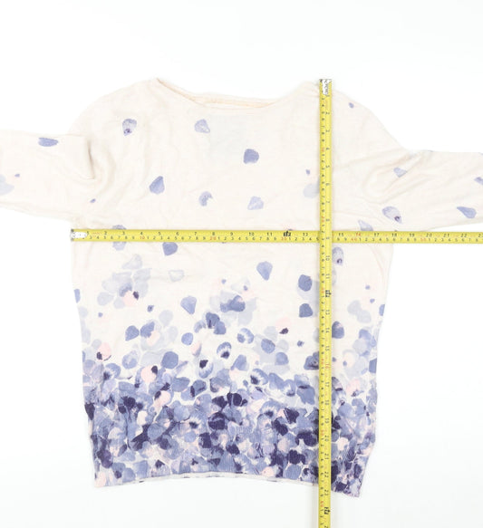 RJR John Rocha Women's Multicoloured Floral Cotton Cashmere Pullover Jumper Size 14