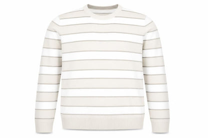 Marks & Spencer Men’s Beige Striped Crew Neck Acrylic Jumper Size L
