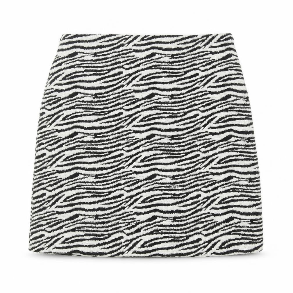 Karen Millen Women’s Black Animal Print Tweed Pencil Skirt UK 10