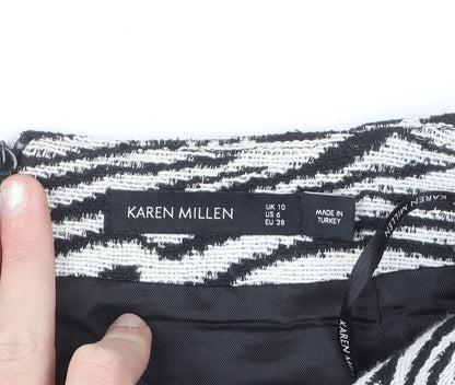 Karen Millen Women’s Black Animal Print Tweed Pencil Skirt UK 10