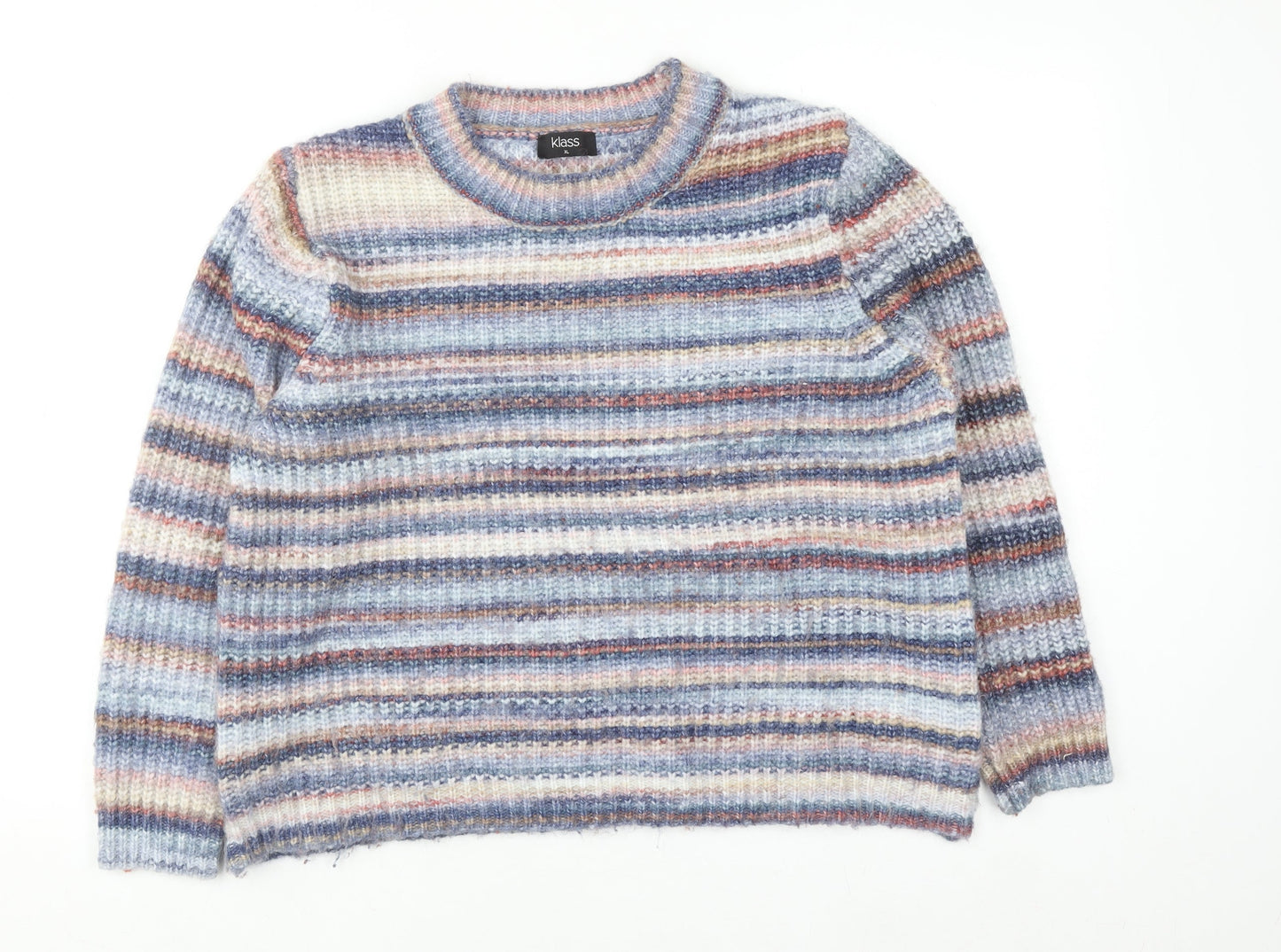 Klass Women's Multicoloured XL Striped Chunky Knit Jumper