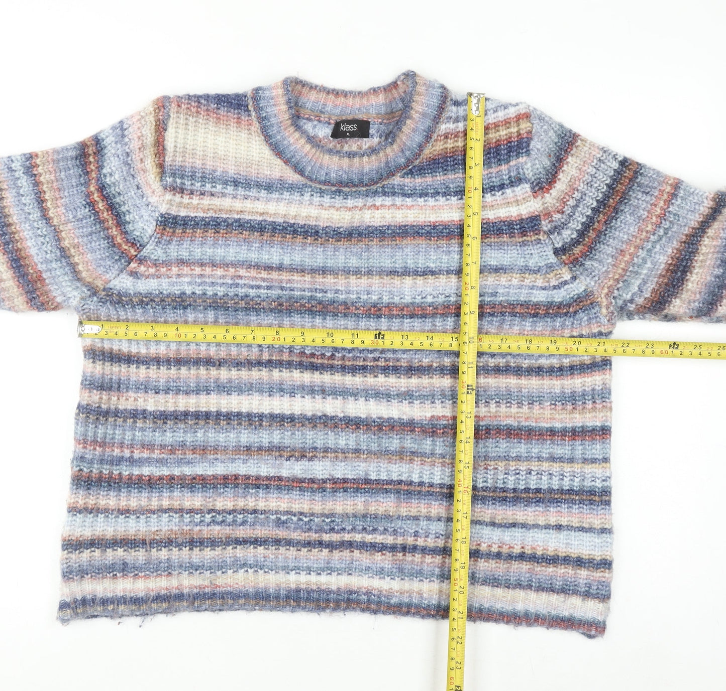 Klass Women's Multicoloured XL Striped Chunky Knit Jumper