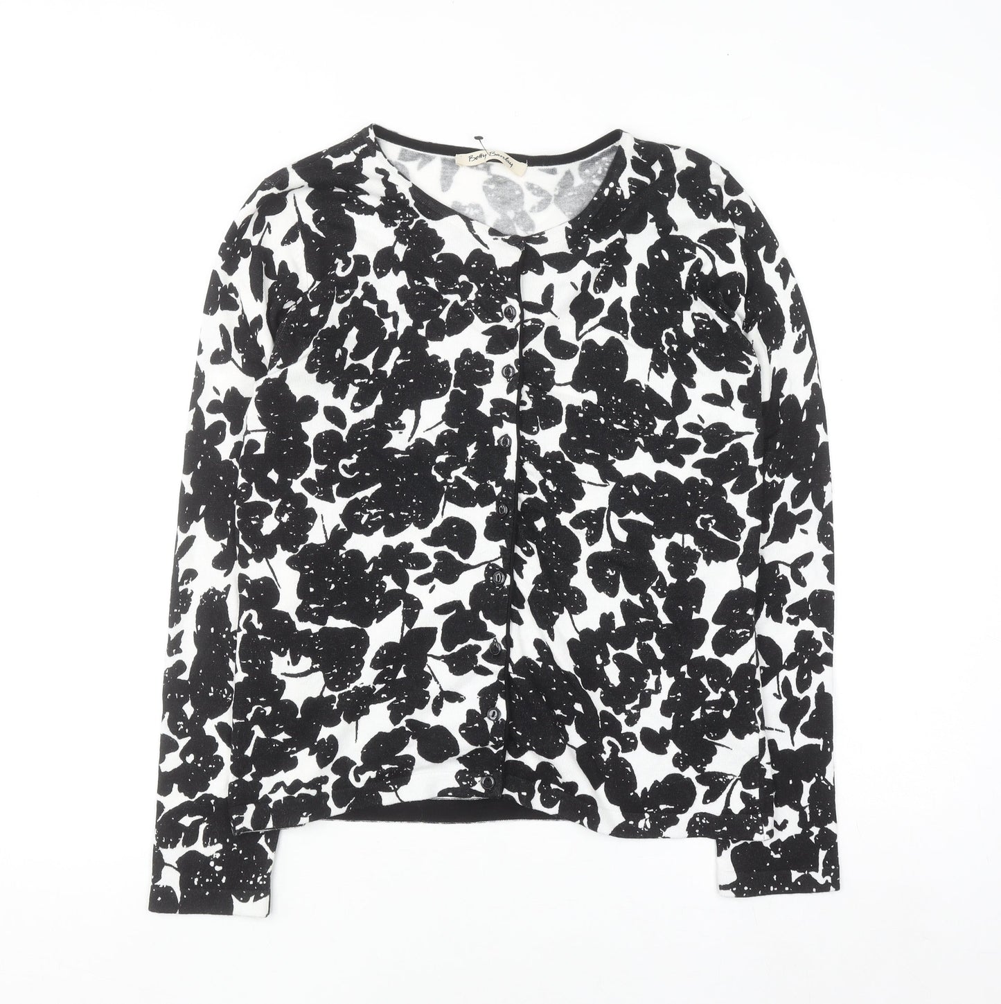 Betty Barclay Women's Black Floral Knit Cardigan Size 10