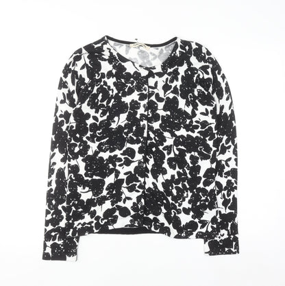 Betty Barclay Women's Black Floral Knit Cardigan Size 10
