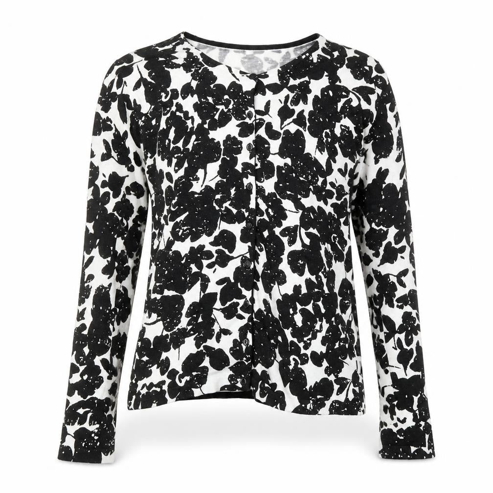Betty Barclay Women's Black Floral Knit Cardigan Size 10