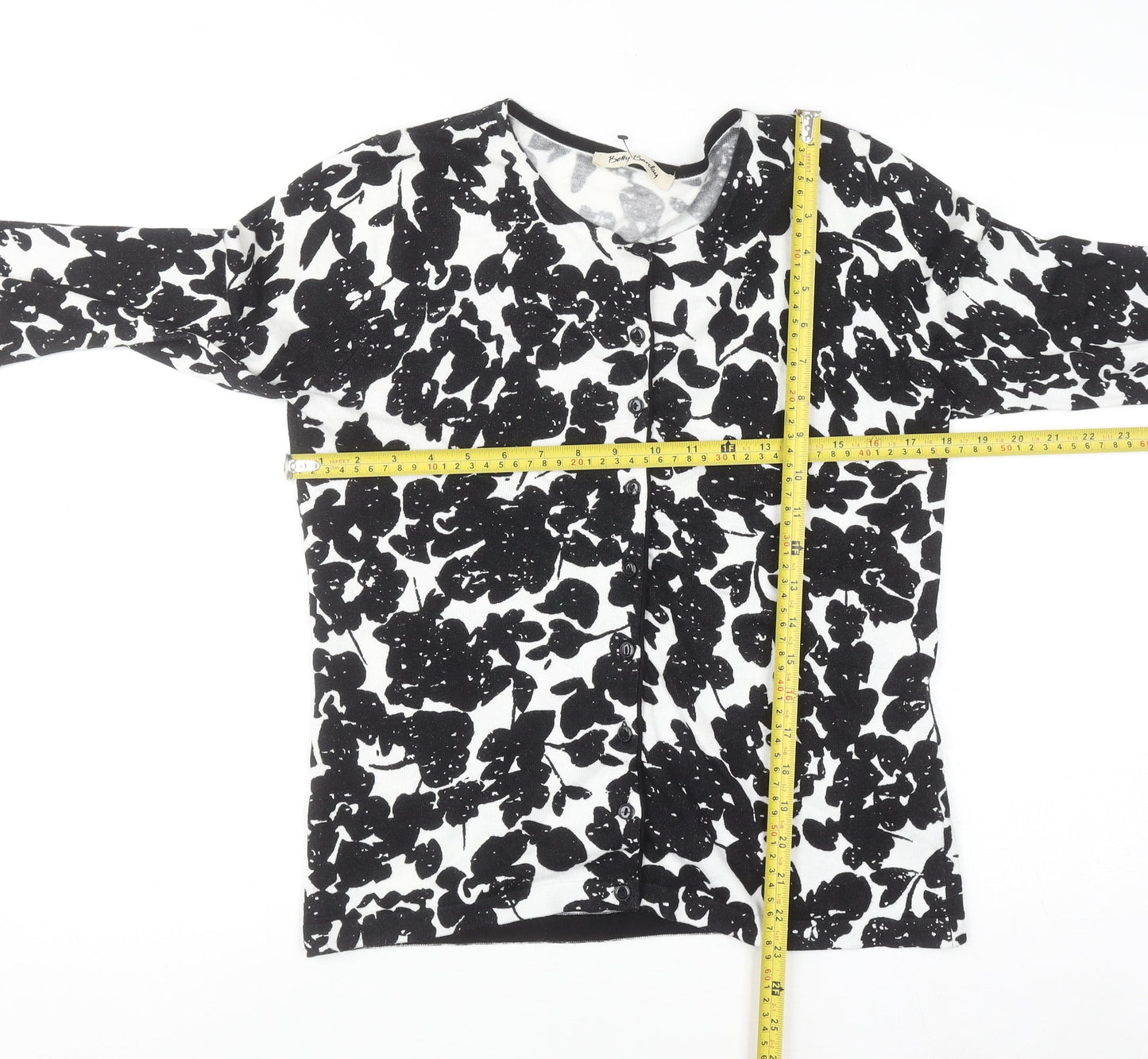 Betty Barclay Women's Black Floral Knit Cardigan Size 10