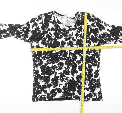 Betty Barclay Women's Black Floral Knit Cardigan Size 10