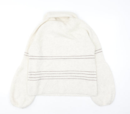 AND/OR Women’s Ivory Roll Neck Striped Knit Jumper Size 8