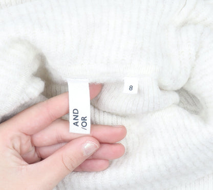 AND/OR Women’s Ivory Roll Neck Striped Knit Jumper Size 8