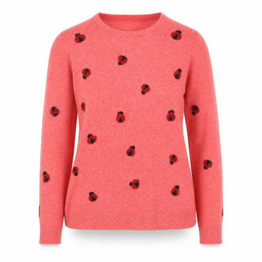 Heyton Womens Pink Ladybird Wool Blend Jumper Size 12