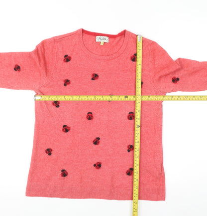 Heyton Womens Pink Ladybird Wool Blend Jumper Size 12