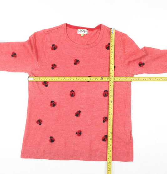 Heyton Womens Pink Ladybird Wool Blend Jumper Size 12