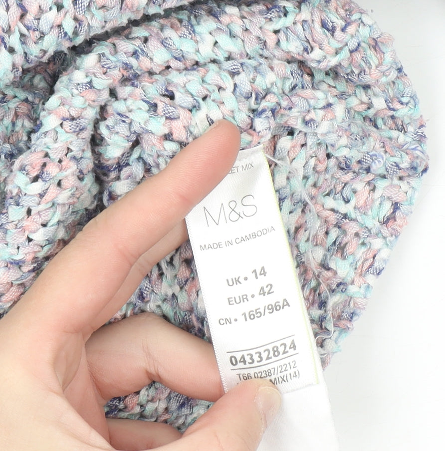 Marks and Spencer Women’s Multicoloured Knit Jumper UK 14 Relaxed Fit