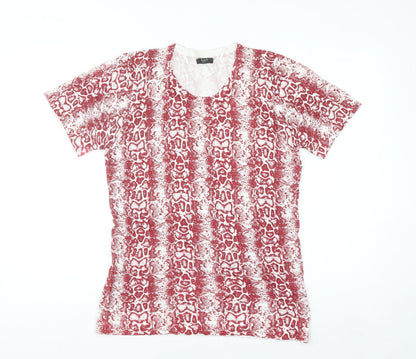 Happy D by Damart Womens Red Animal Print Viscose T-Shirt Size 14/16