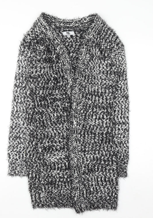 Be You Women’s Black White Chunky Knit Open Cardigan Size 8-10