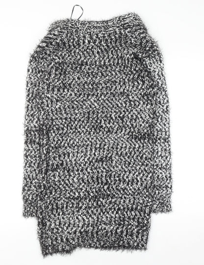 Be You Women’s Black White Chunky Knit Open Cardigan Size 8-10
