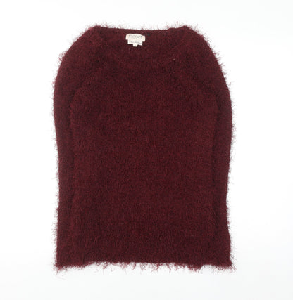 Next Women's Red Fuzzy Knit Pullover Jumper Size S