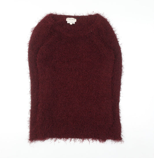 Next Women's Red Fuzzy Knit Pullover Jumper Size S