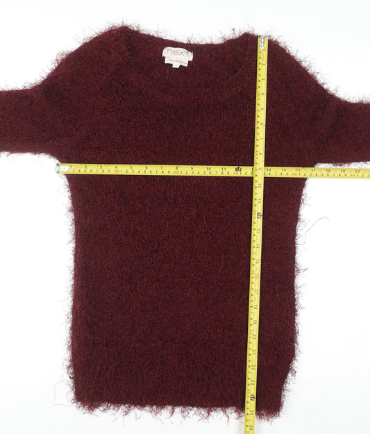 Next Women's Red Fuzzy Knit Pullover Jumper Size S