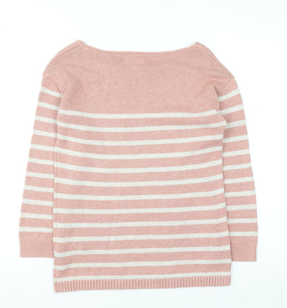 Fat Face Women’s Pink Striped Cotton Boat Neck Jumper Size 6