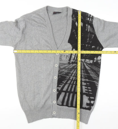 Eastpak Womens Grey XL Button Cardigan 100% Cotton Knit Graphic Print